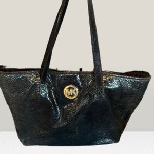 MICHAEL Michael Kors Black Python Embossed Tote